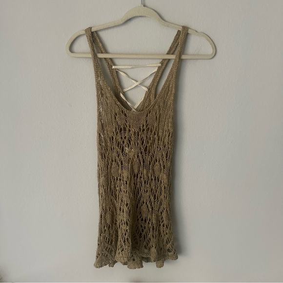 Urban Outfitters Starring at Stars Crochet Knit Bohemian Weatern Lace Tank M - Picture 2 of 9